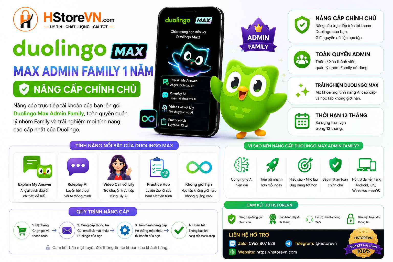 Duolingo Max - Duolingo Max Admin Family 1 Năm