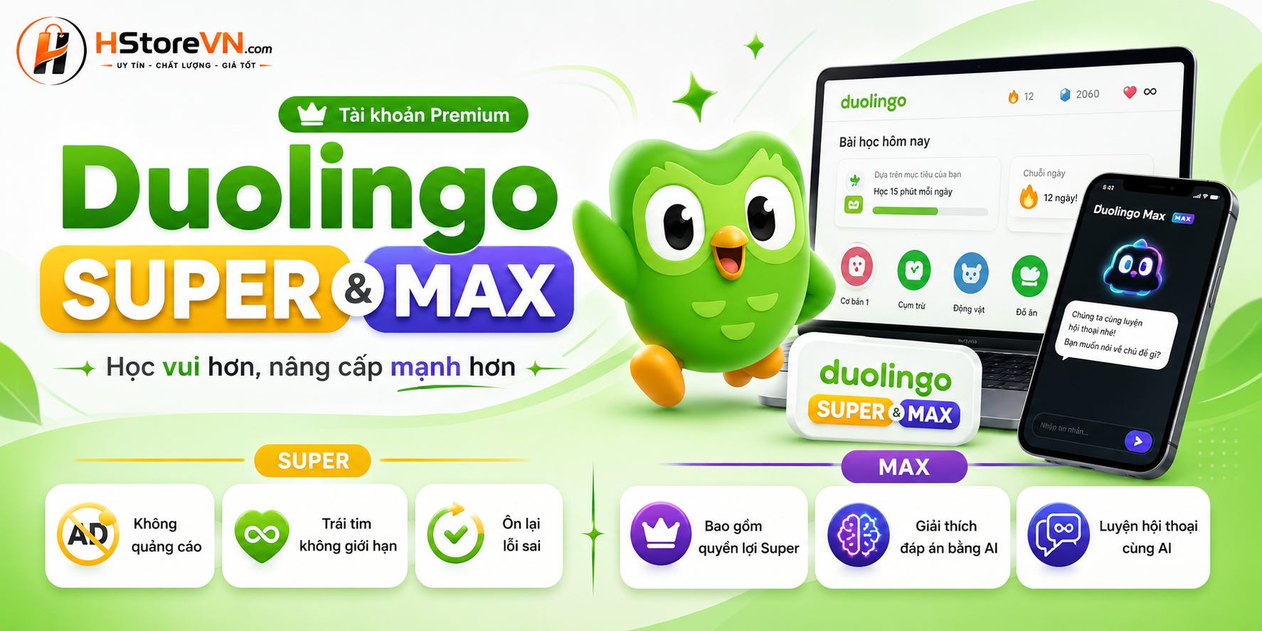 Duolingo Super & Max (Nâng cấp chính chủ)